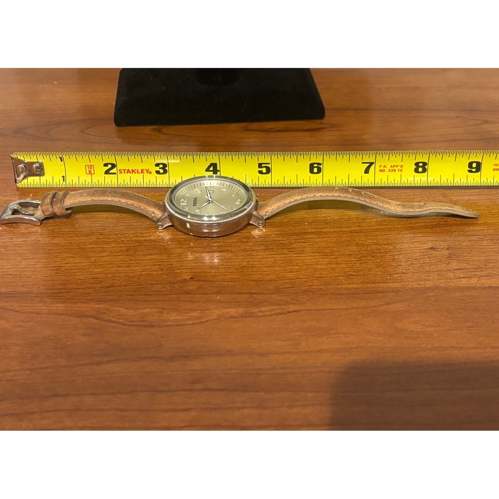 Fossil AM-4391 Women Watch Stainless Steel Tan Leather Band Date Window 10 ATM - Picture 6 of 6